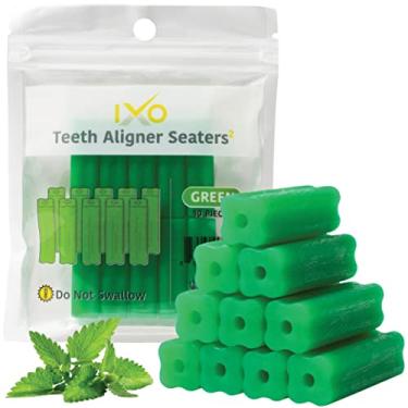 Imagem de IXO Chewies de assento alinhador em formato quadrado para bandejas Invisalign - pacote com 10, aroma de menta, com saco resselável