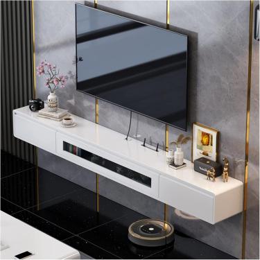 Imagem de Console de TV flutuante montado na parede sob suporte de TV console de TV flutuante armário de prateleira de entretenimento com gavetas e armazenamento para sala de estar quarto sala de mídia (cor: B,