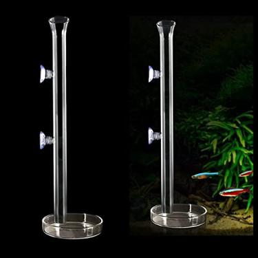 Imagem de Ailinda Tubo de alimentação de aquário de 250 mm Tubo de alimentação de camarão acrílico transparente com prato de vidro para aquário de peixes 2 peças ventosas