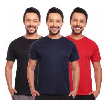 Imagem de Kit 3 Camisas Básicas Masculina Dry Fit Lisa Tradicional - MC Digital,