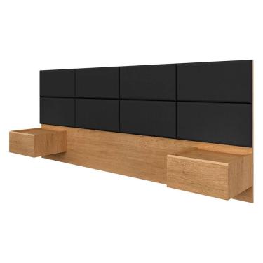 Imagem de Cabeceira Estofada Suspensa Cama Casal Honduras Carvalho/preto - Ma