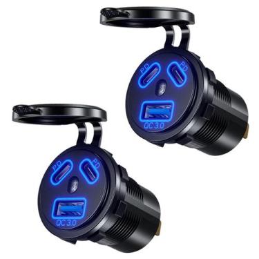 Imagem de Carregador de Carro Thlevel Type-C e USB - 12V/24V à Prova D'Água (2 U