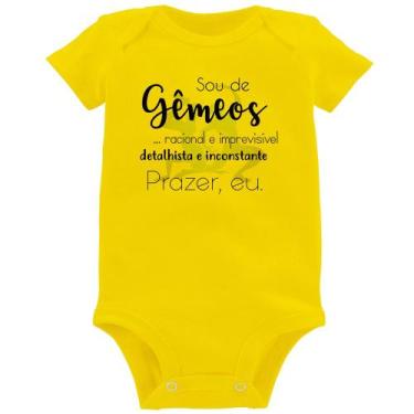 Imagem de Body Bebê Sou de Gêmeos - Foca na Moda, Amarelo, P