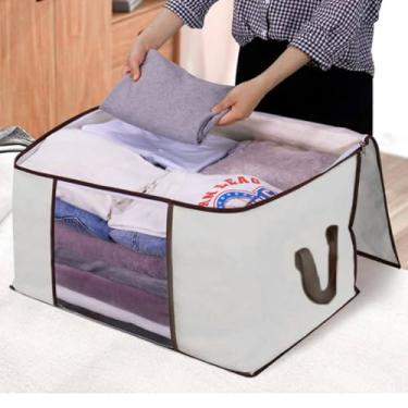 Imagem de Caixa Organizadora Guarda Roupa Armário Edredom Coberta Toalha Lençol feita em TNT 28cm x 57cm x 47cm