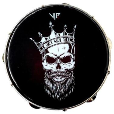 Imagem de Pandeiro 10 Polegadas Pele Leitosa Vip Caveira Rei - VIP Percurssion, 