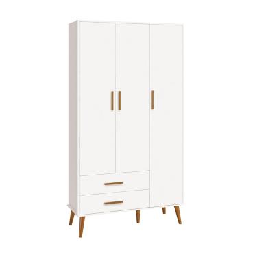 Imagem de Guarda Roupa Infantil Isis Retrô 3 Portas 2 Gavetas 100% mdf Pés Retrô para Quarto do Bebê - Reller