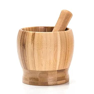 Imagem de Tigela Moedora Conjunto de almofariz e pilão de madeira Prensa de alho Triturador de gengibre Conjunto de moagem de especiarias Picador de alho Espremedor de ervas Moedor de especiarias Picador Utensí