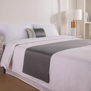 Imagem de Cachecol de corredor de cama de hotel de qualidade simples cor sólida decoração de cama protetor protetor de cama macio moderno toalha de cama de luxo para pé da cama - cinza escuro||2 fronhas 17,7 x