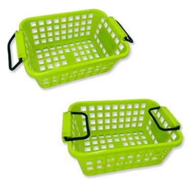 Imagem de Cesta Organizadora Empilhável com Alças, 2,5L, Verde Limão, 18,5 x 12,5 x 10 cm
