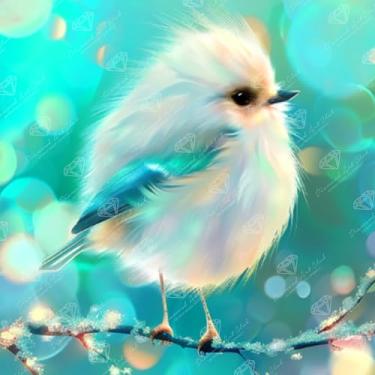 Imagem de DIAMOND ART CLUB Good Morning - Kit de pintura de diamante de pássaro, artesanato DIY divertido para adultos, tela de arte de diamante redondo para iniciantes, 13" x 13" (33 cm x 33 cm)