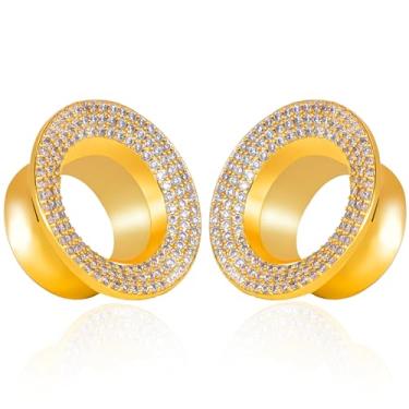 Imagem de Vankula 2 alargadores de orelha de zircônia cúbica de aço inoxidável 316L, alargador de orelha, extensor, calibres de túnel, 8mm(0G), Aço inoxidável, Sem Pedra Preciosa