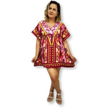 Imagem de Bata Kaftan Indiana Estampada Saída de Praia Plus Size N6383 - Sarat M