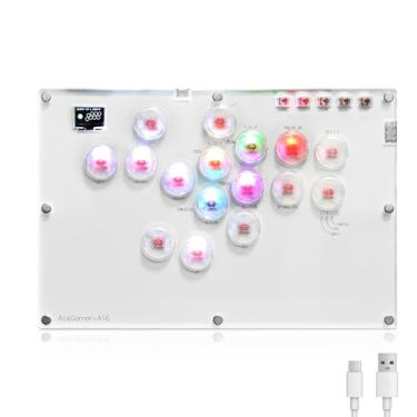 Imagem de AceGamer Controle Arcade Sem Alavanca Street Fight Para Pc/Ps3/Ps4/Steam, Teclado Gamer Com 16 Teclas E Todos Os Botões, Funções Turbo Rgb Personalizado - Compatível Hot Swap Socd (Branco)