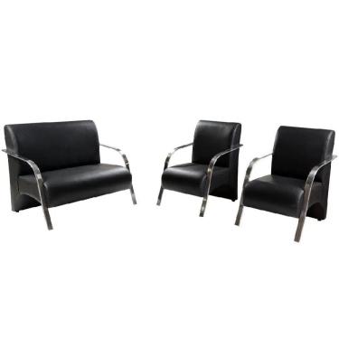 Imagem de Conjunto Poltronas Venus Braços em Alumínio 1 Namoradeira 2 de um Lugar Escritório Tecido Sintetico