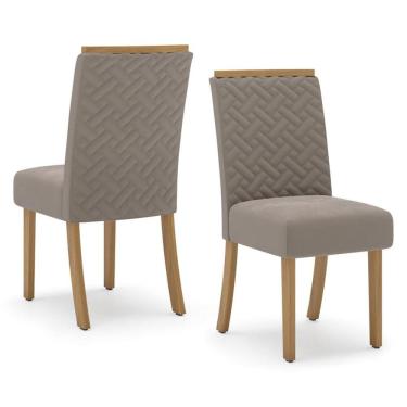 Imagem de Cadeira Sala de Jantar Malu 2 Unidades Nature/Marrom Amêndoa - Henn