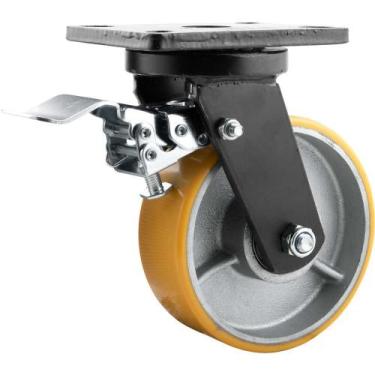 Imagem de Rodizio Giratório com Freio 6'' Pu+Ferro Industrial Vonder