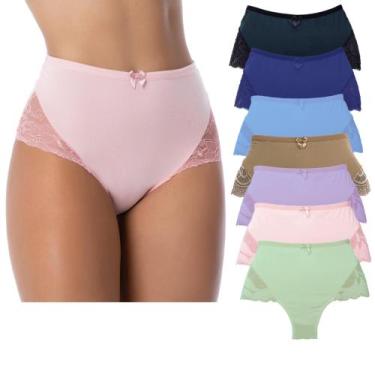 Imagem de Kit 10 Calçola Calcinha Cintura Alta Senhora Microfibra Lingerie Reven