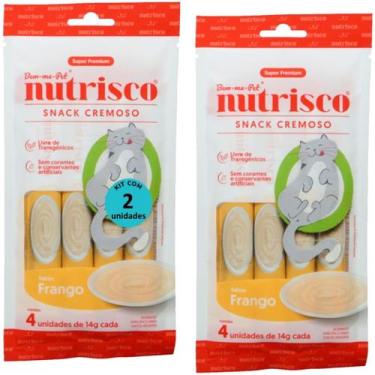 Imagem de Snack cremoso nutrisco gatos adultos 14g frango com 4 un - kit com 2