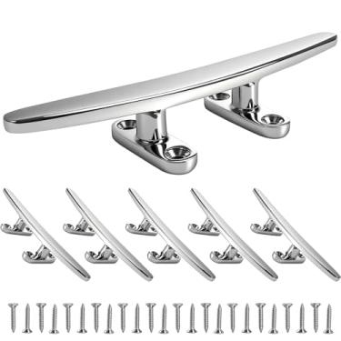 Imagem de VEITHI Chuteiras de doca de barco de aço inoxidável 316 de 20,32 cm, travas de doca de barco com base aberta, grampo de barco com ferragens, grampo de corda para barco/gancho de amarração de