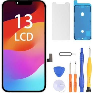 Imagem de LL TRADER Substituição de tela para iPhone 13 15.5 cm LCD Retina FHD Display COF Touch Screen Digitalizador com kits de ferramentas de reparo, fita impermeável, protetor de tela (Truetone programável