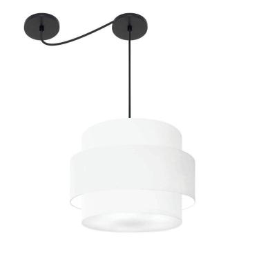Imagem de Lustre Sala De Jantar Com Desvio Vivare Md-4397 Cúpula Em Tecido 40cm Branco 127/220v