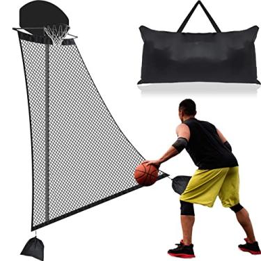 Imagem de WinnerWhy Rebote de basquete 300 x 252 x 152 cm sistema de retorno de basquete resistente acessório de retorno de basquete para aros preto treinamento basquete rede de rebote para prática de tiro ao