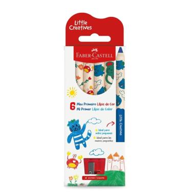 Imagem de Meu Primeiro Lápis de Cor Faber Castell Little Creatives Com 6 Cores + 1 Apontador