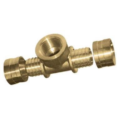 Imagem de Tê Rosca Central Fêmea PEX Água 16X1/2X16 Kit c/ 2 - Emmeti