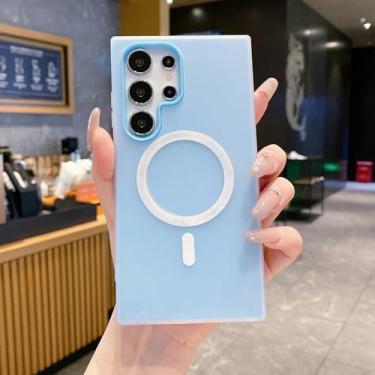 Imagem de Capa de luxo Candy Color para Samsung Galaxy S25 S24 Fe S23 Plus S22 Ultra A16 A26 A36 A26 A17 A07 A56 Capa magnética (para Samsung A56/azul)