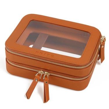 Imagem de Bolsa de maquiagem Prite Large Clear Double Layer com compartimento pa