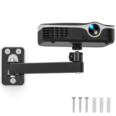 Imagem de BAISHUN Suporte para projetor, parede e mini suporte de teto com rosca de 1/10.2 cm, rotação de 360 graus, inclinação e rotação ajustáveis, dobrável, fácil configuração compatível com a maioria dos