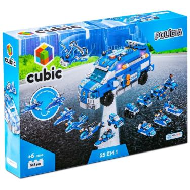 Imagem de Blocos de Montar - 25-1 - Cubic - Polícia - 569 Peças - Multikids