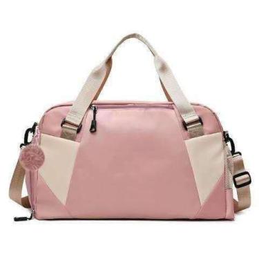 Imagem de Bolsa Mala De Viagem Com Pompom Grande Academia Multifuncional De Grande Capacidade(Rosa- 008#)