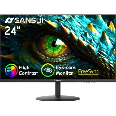 Imagem de SANSUI Computer Monitor 24 inch IPS Display 75Hz FHD 1080P PC Monitor 75 x 75 mm VESA with HDMI,VGA Ports Frame-Less/Eye Care/Dual Speakers for Office and Home(ES-24X5AL)