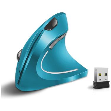 Imagem de Mouse Ergonômico Vertical sem Fio Reduz a Tensão do Pulso com Botões Ópticos e Silencioso, 800, 1600 DPI 6 Botões, VASSINK, Azul