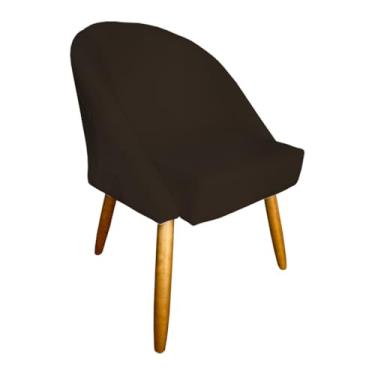 Imagem de Cadeira de Jantar Lua Veludo Premium com Pés Palito Madeira – Conforto e Estilo para Sala de Jantar ou Cozinha (Marrom)