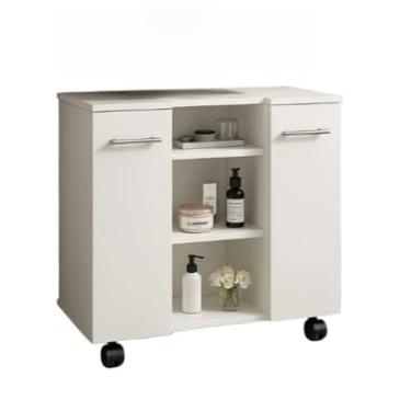 Imagem de Gabinete Elegante para Banheiro: A Solução Perfeita para Lavatórios de Coluna (BRANCO)