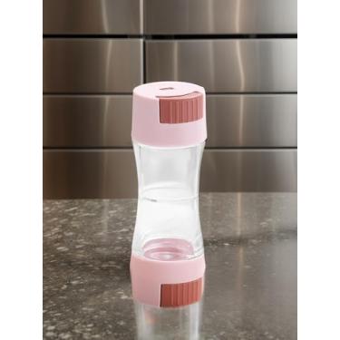 Imagem de 1 conjunto de saleiro e pimenta, dosagem de precisão, saleiro de medição, recipiente de tempero, recipiente multiuso para temperos, dispensador de temperos, saleiro (rosa)