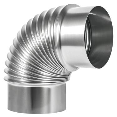 Imagem de TOP-VIGOR Cotovelo de ventilação para secadora de 10 cm e 90 graus, conector de cotovelo HVAC ajustável de aço galvanizado para duto de exaustão e tubo de ventilação