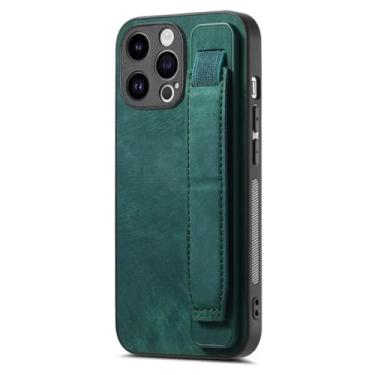 Imagem de Capa de couro vintage com pulseira para iPhone 15 Pro Max 14 13 12 11 Xs XR 7 8 Se 2022 Slim Ultra Thin Kickstand Cover, verde, para iPhone X XS