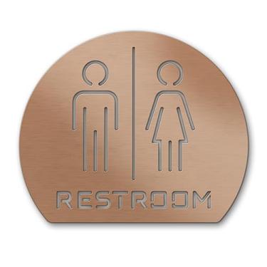 Imagem de The Hopper Shop: Placa de porta de banheiro masculina feminina recortada - Placa de corte gravada a laser para escritórios, empresas, banheiro, banheiro, uso interno e externo - 15 cm C x 12 cm L