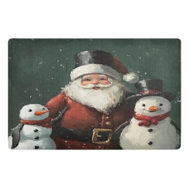 Imagem de SEHANY Tapete de porta de inverno Papai Noel Natal para todos os climas, impermeável, secagem rápida, bem-vindo, tapete de entrada antiderrapante, tapete decorativo de poliéster para entrada, varanda