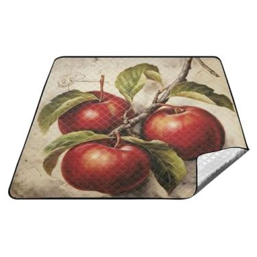 Imagem de xigua Cobertor de praia grande com estampa de maçã, impermeável, à prova de areia, lavável à máquina, cobertor portátil dobrável ao ar livre para parques de grama, caminhadas, shows, férias na praia