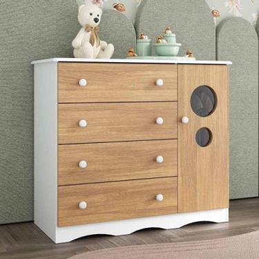 Imagem de Cômoda Infantil 95cm 1 Porta Com Vidro E 4 Gavetas Sonho Multimóveis M