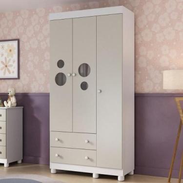 Imagem de Guarda-roupa Infantil 92cm Com Vidro 3 Portas E 2 Gavetas Bombom Multi