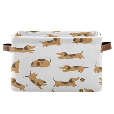 Imagem de Wassud Dashshund Caixote de armazenamento de lona com alças, cestas organizadoras dobráveis para armário, banheiro e decoração de casa, 1 pacote