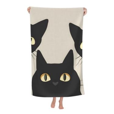 Imagem de VANZEV Toalha de praia de gato preto animal fofo toalha de banho de microfibra sem areia ultra macia toalha de piscina de secagem rápida toalha absorvente toalha leve presentes para decoração de banho