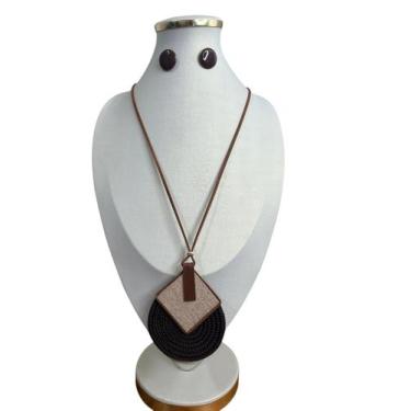 Imagem de Maxi Colar Feminino kit com Brinco Bolas Tendência Casual - MLBPEL, Ma