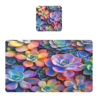 Imagem de Burbuja Suculentas Jogo americano conjunto de 4 para mesa de jantar, tapetes de mesa de cozinha antiderrapantes resistentes ao calor, fácil de limpar, 30 x 45 cm