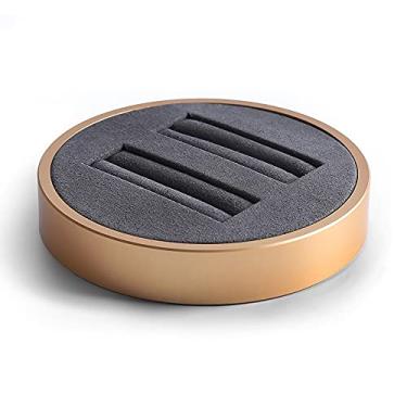 Imagem de Suporte de joias para exibição de bandeja de anel, exibição de anel bege suporte organizador de joias, suporte de anel de joias preto para vitrine, diâmetro de exibição de joias de 4 polegadas (cor